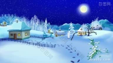 <strong>小村</strong>庄在冬天的时候新年和圣诞节的时候运动背景